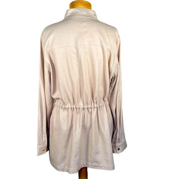 Anne Klein “Sand” Linen Blend Stylish Utility Style Jacket With Gold Trim L NWT - Picture 8 of 16